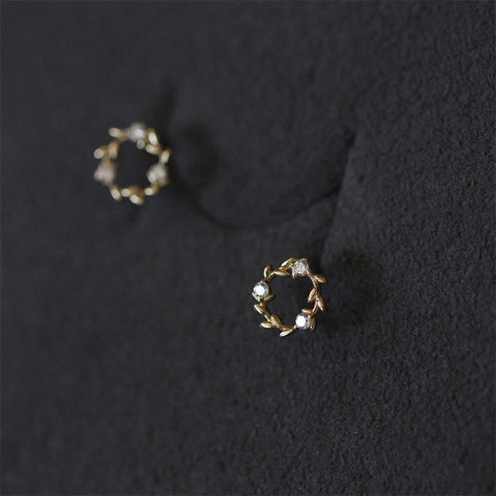 Buddha Stones 925 Sterling Silver Tiny Wreath Stud Blessing Flower Earrings - image 8