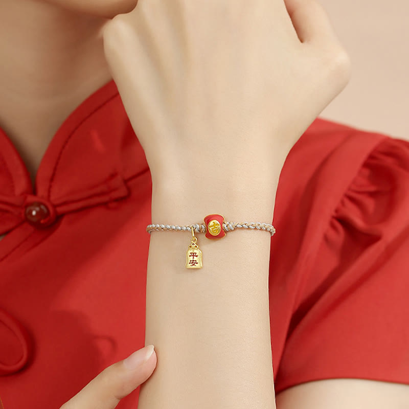 Buddha Stones 925 Sterling Silver Handmade Auspicious Chinese Character Blessing Braided String Bracelet - image 8