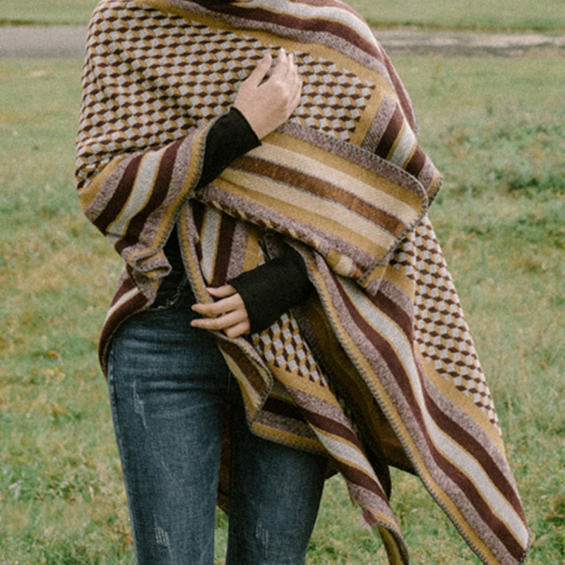 Buddha Stones Tibetan Shawl Classic Pattern Winter Cozy Warm Travel Scarf Wrap - image 5