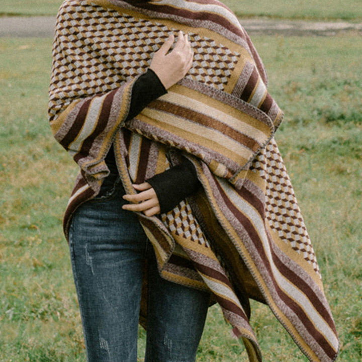 Buddha Stones Tibetan Shawl Classic Pattern Winter Cozy Warm Travel Scarf Wrap - image 5