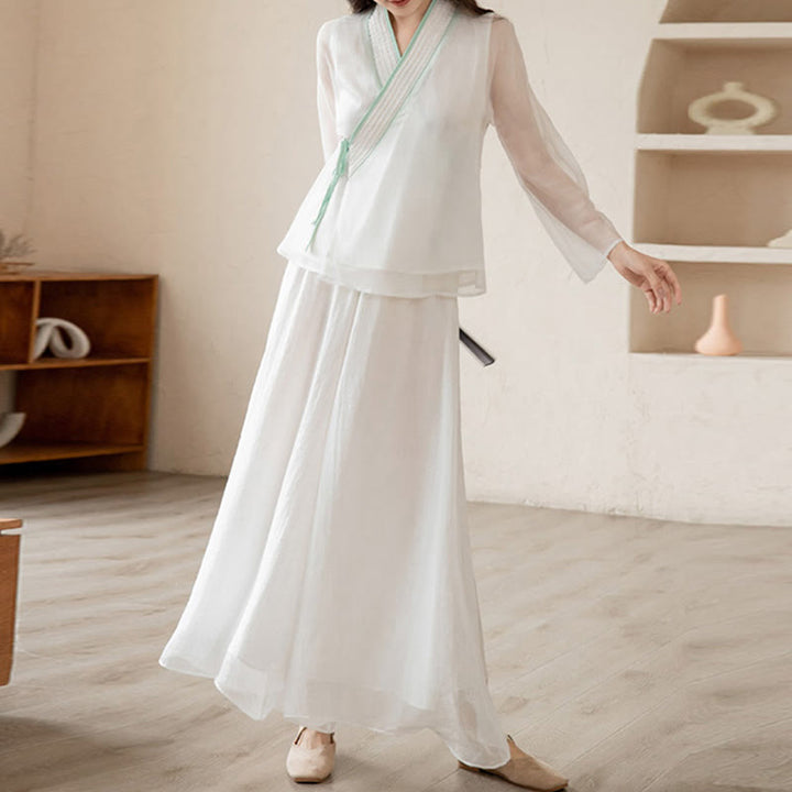 Retro Prayer Zen Spiritual Meditation Practice Chiffon Clothing Women's Set