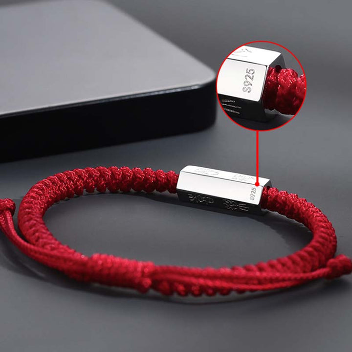 Buddha Stones 925 Sterling Silver Letter Engraving Blessing String Bracelet - image 6