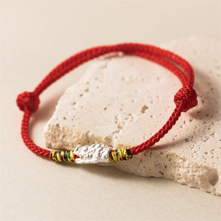 Buddha Stones 925 Sterling Silver Year of the Dragon Luck Strength Red Rope Bracelet - image 3