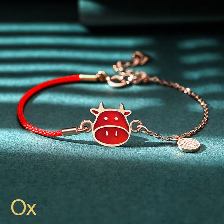 Buddha Stones 925 Sterling Silver Color-changing Chinese Zodiac Luck Protection Red String Chain Bracelet - Ox(Wrist Circumference 14-15cm) - image 6