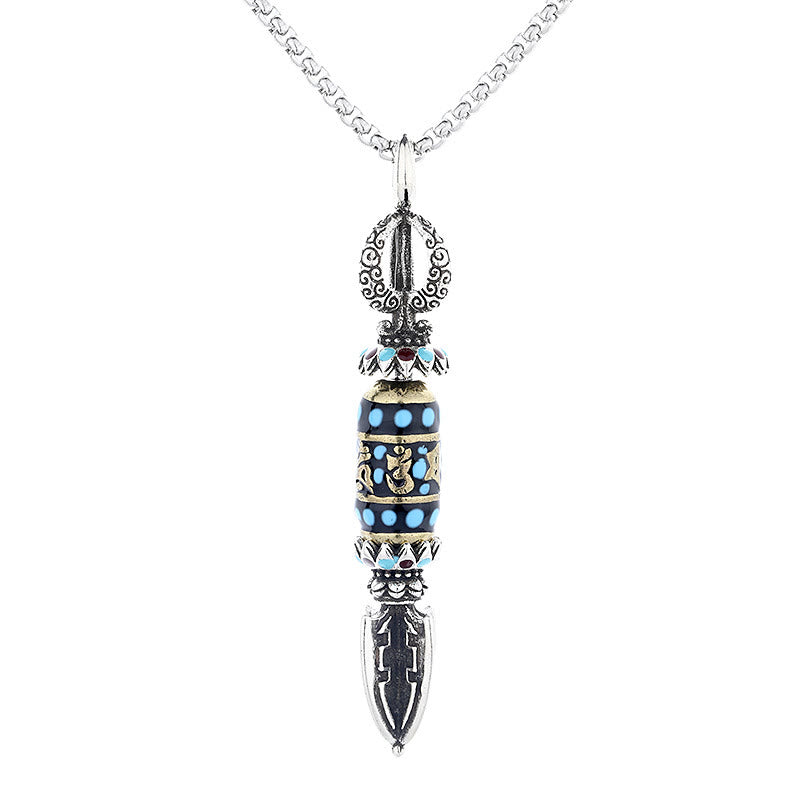 Buddha Stones Tibetan Om Mani Padme Hum Protection Wealth Rotatable Necklace Pendant - image 5