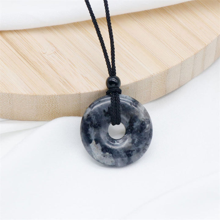 Buddha Stones Natural Lucky Coin Peace Buckle Pendant Healing Crystal Gemstone Necklace