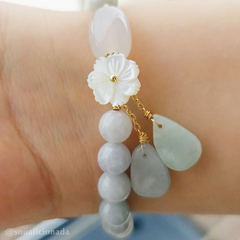 Buddha Stones "Hoping for Purity and Peace"Natural White Jade Bracelet Includes Gift Message Card - image 11