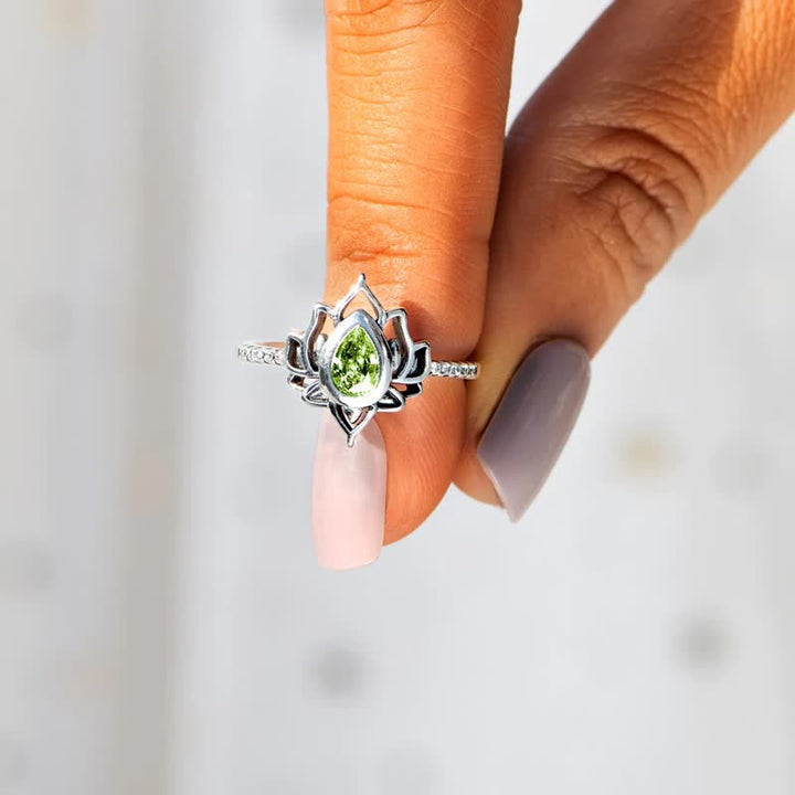 Buddha Stones Sterling Silver Lotus Zircon Blessing Protection Ring - image 10