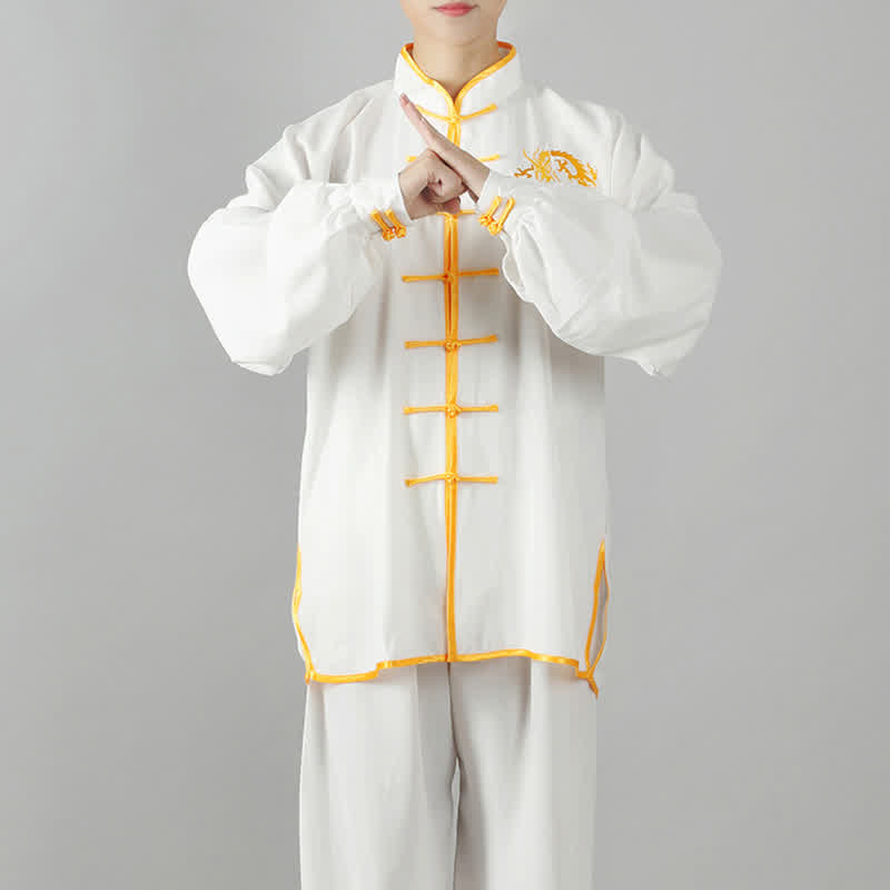 Dragon Embroidered Qi Gong Zen Spiritual Practice Meditation Prayer Uniform Unisex Clothing Set - image 4