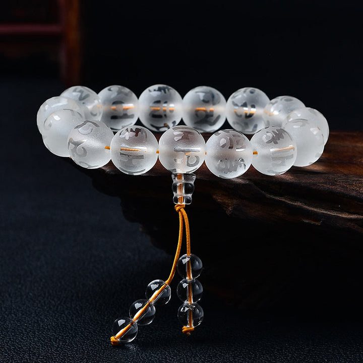 Buddha Stones "Blessings of Light and Protection" White Crystal Bracelet Includes Gift Message Card - image 1