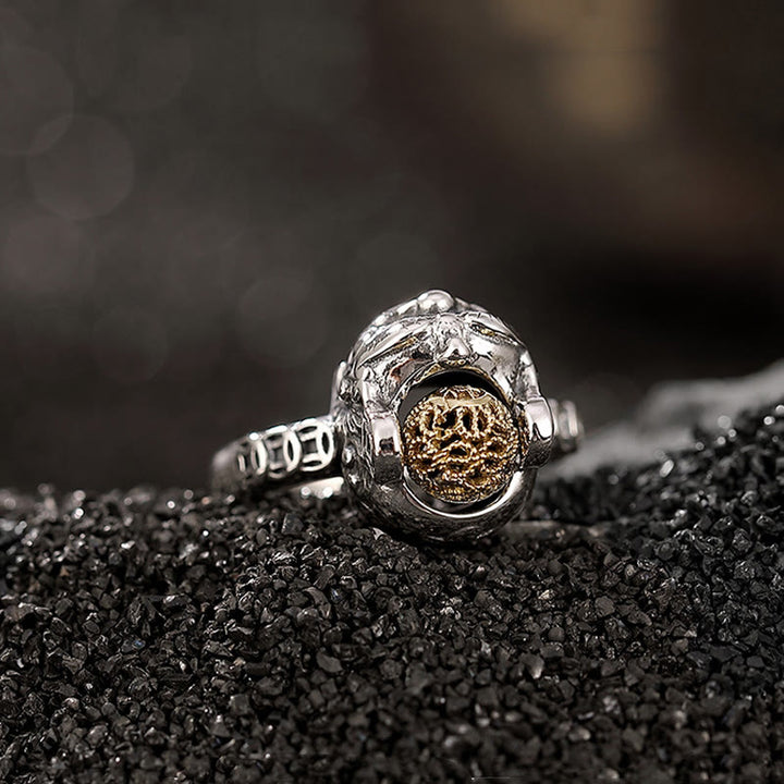 Buddha Stones 925 Sterling Silver PiXiu Copper Coin Wealth Adjustable Ring - image 4