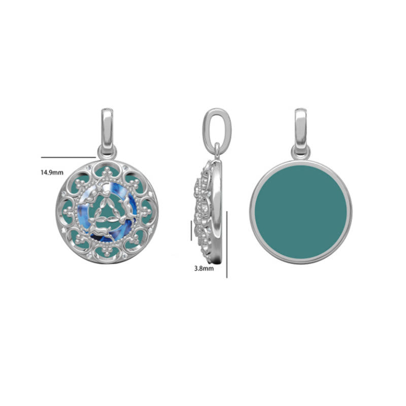 Buddha Stones 925 Sterling Silver Round Turquoise Three Rabbits Balance Necklace Pendant - image 9