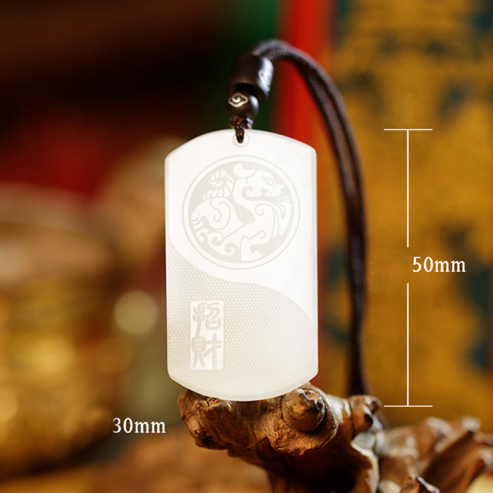 White Jade PiXiu Yin Yang Luck Protection Necklace Pendant - image 11