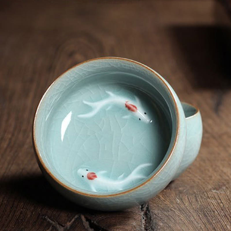 Buddha Stones Colorful Koi Fish Ceramic Teacup Kung Fu Tea Cup Bowl - image 36
