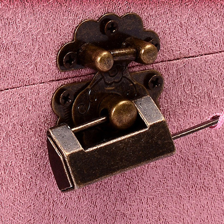 Buddha Stones Simple Design Jewelry Box Organizer Two-Layer Jewelry Storage Box Flannel Box With Lock - image 15