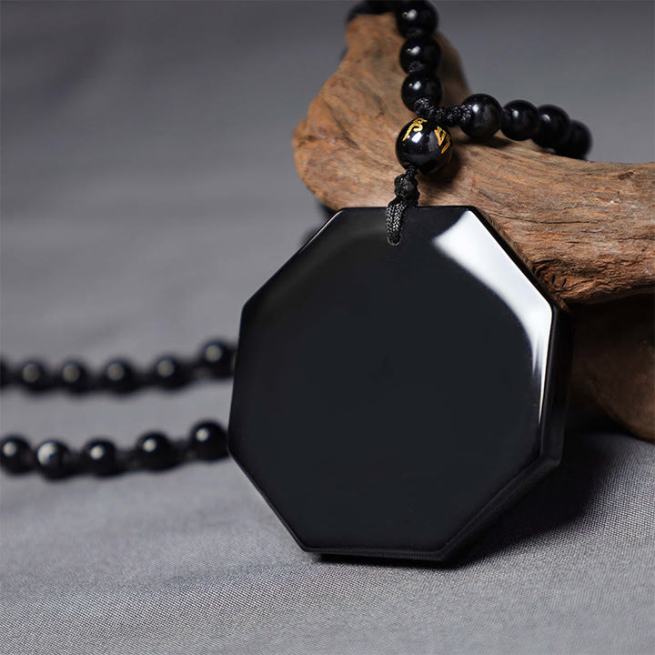 Buddha Stones Black Obsidian Stone Yin Yang Pendant Necklace - image 7