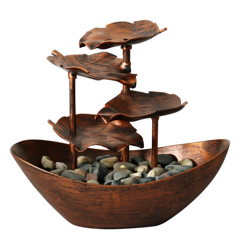 Buddha Stones Lotus Leaf Shaped Waterfall Fountain Tabletop Ornaments With LED Light Home Office Desktop Decoration - image 13