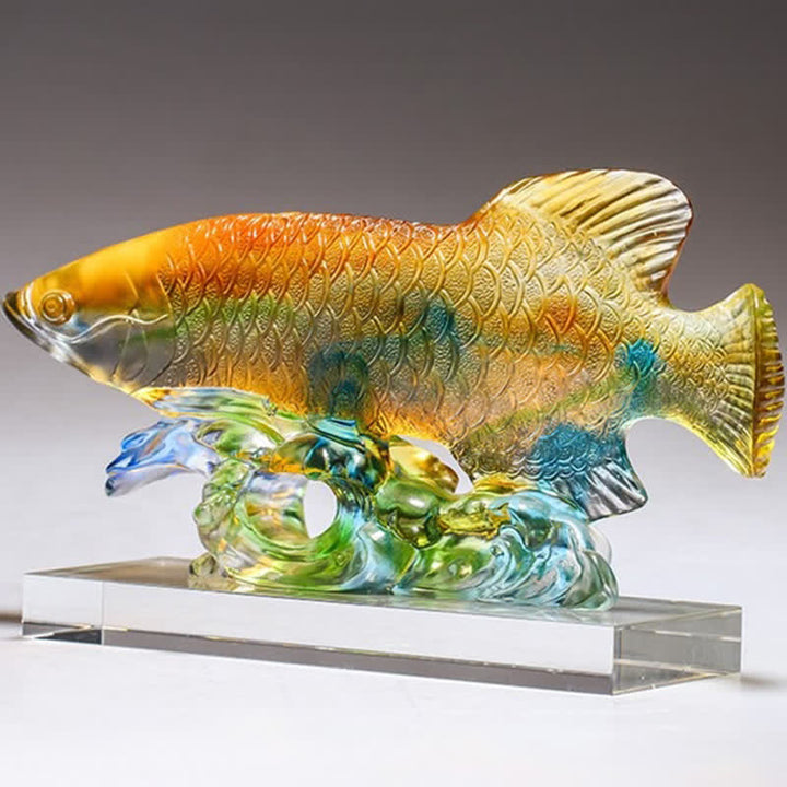 Handmade Liuli Crystal Koi Fish Art Piece Luck Home Office Decoration - image 8