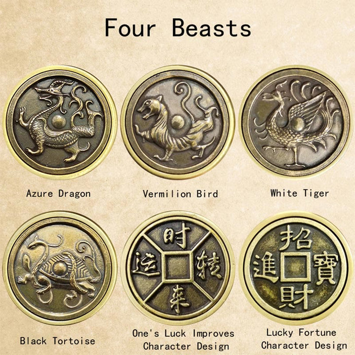 Buddha Stones Four Beasts Feng Shui Yin Yang Bagua Copper Coin Harmony Rotatable Decoration - image 4