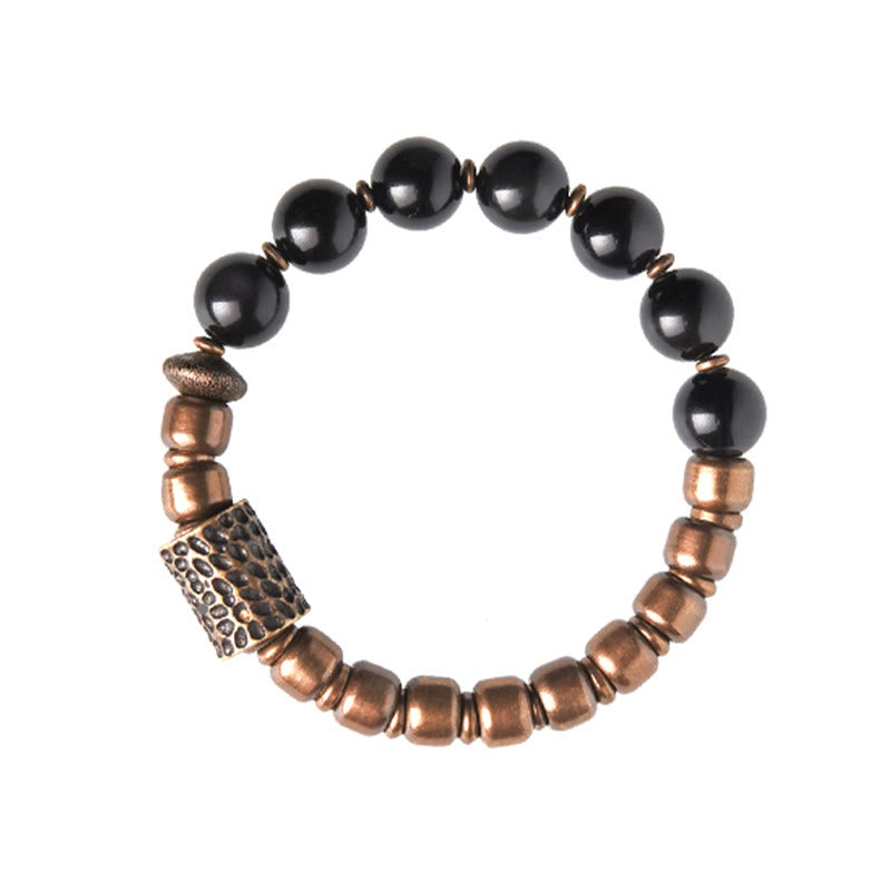 Buddha Stones Lava Rock Stone Rainbow Obsidian Brass Support Healing Bracelet - image 18