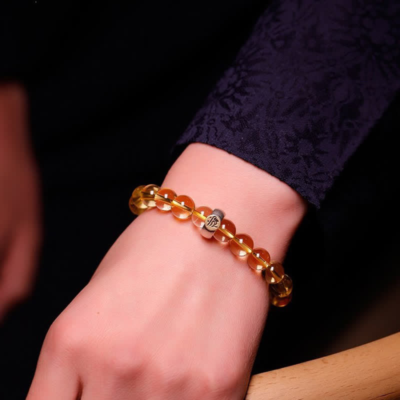925 Sterling Silver Chinese Zodiac Natal Buddha Citrine Protection Bracelet - image 3