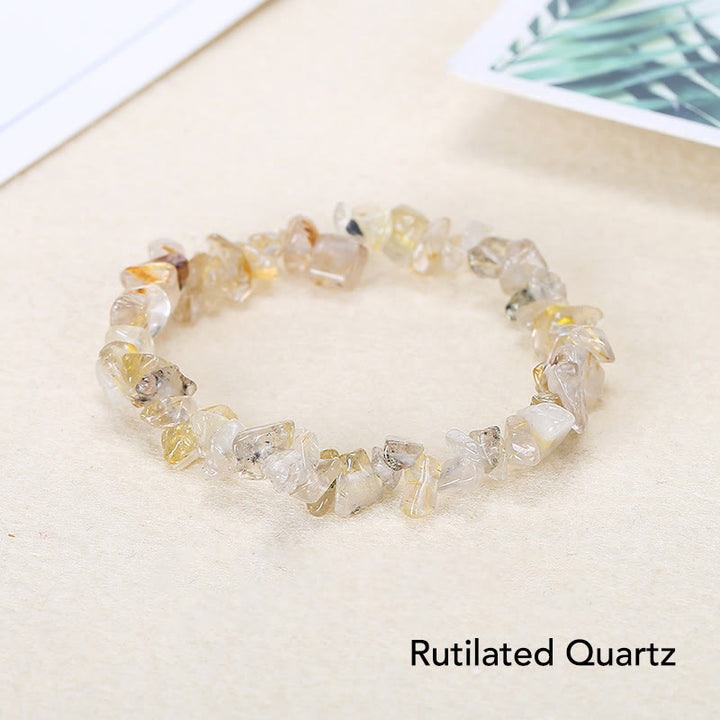 Natural Irregular Shape Crystal Stone Warmth Soothing Bracelet - Rutilated Quartz(Wrist Circumference: 15-18cm) - image 18
