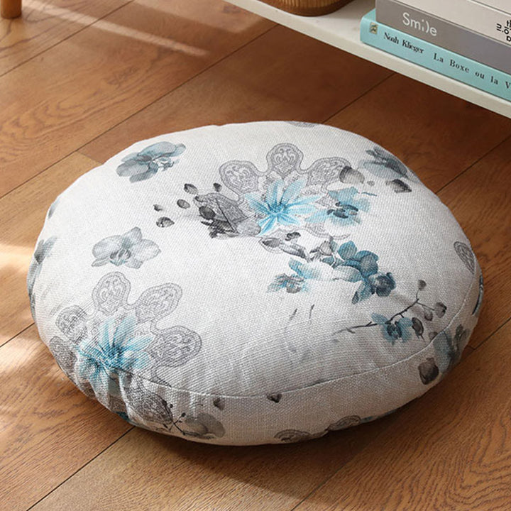 Lotus Simple Pattern Linen Meditation Seat Cushion Home Living Room Decoration