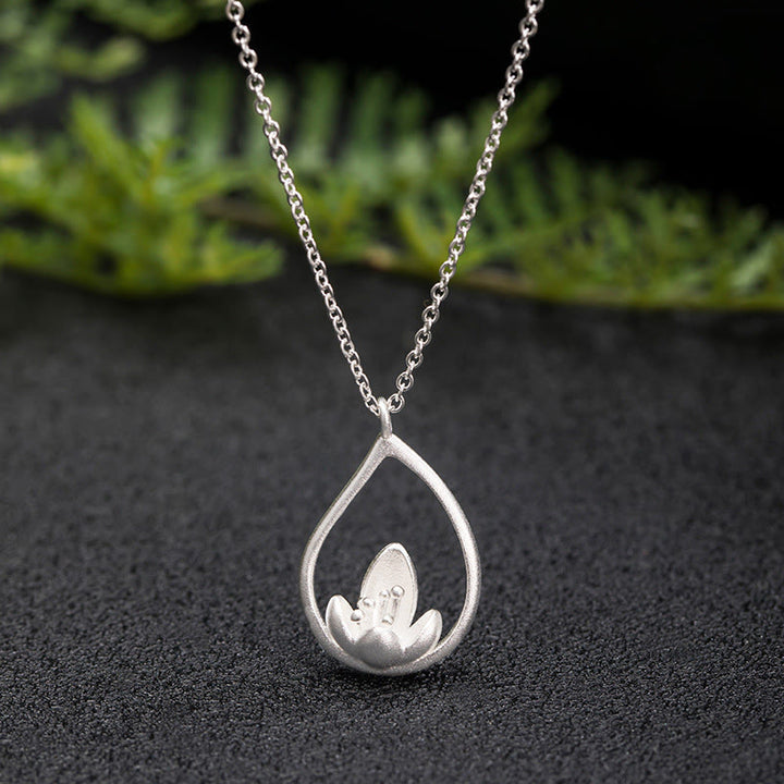 Buddha Stones 925 Sterling Silver Lotus Flower Floral Enlightenment Necklace Pendant - LOTUS(Enlightenment♥New Beginning) - image 1
