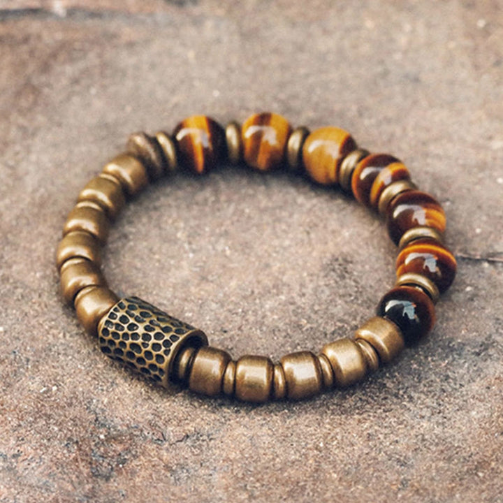 Buddha Stones Tiger Eye Stone Copper Protection Bracelet