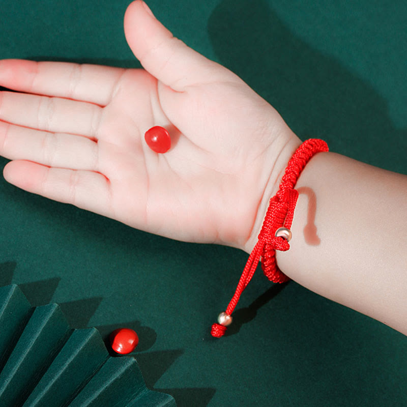 Buddha Stones 999 Sterling Silver PiXiu Wealth King Kong Knot String Braided Kids Child Bracelet - image 13