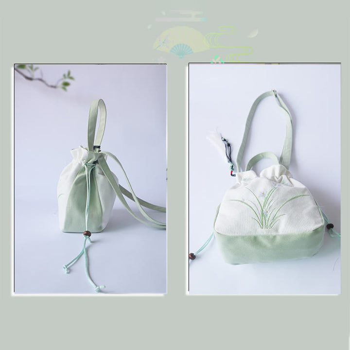 Buddha Stones Handmade Embroidered Flowers Canvas Tote Shoulder Bag Handbag - image 10