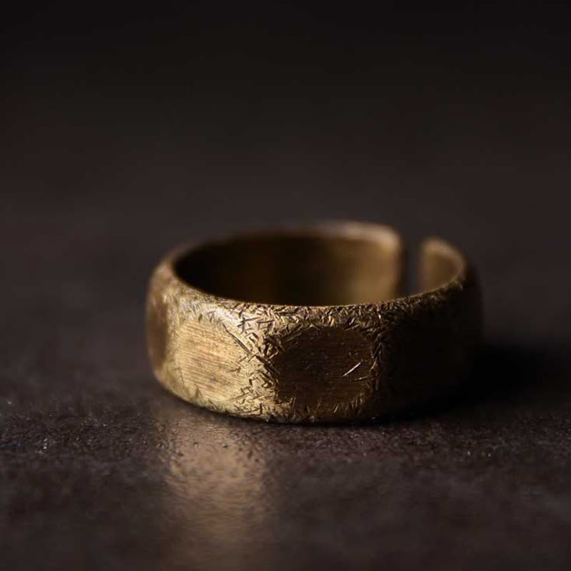 Tibetan Simple Design Copper Brass Frosted Wealth Ring - image 6