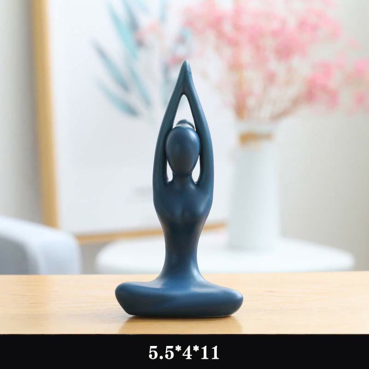 Abstract Yoga Meditation Exercise Ceramics Spiritual Figurine Sculpture Decoration - Blue - Stretch Hands - image 4