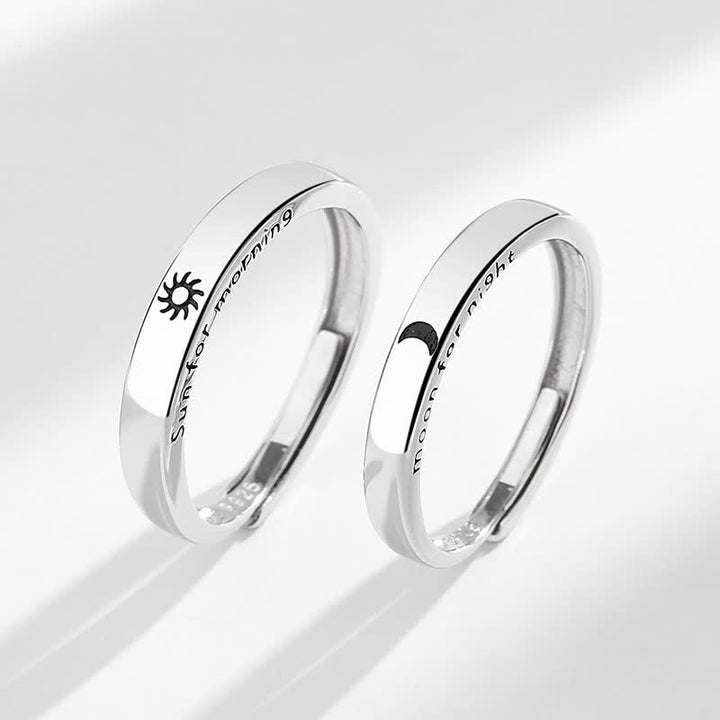 Buddha Stones 925 Sterling Silver Sun Moon Protection Adjustable Couple Ring - image 1