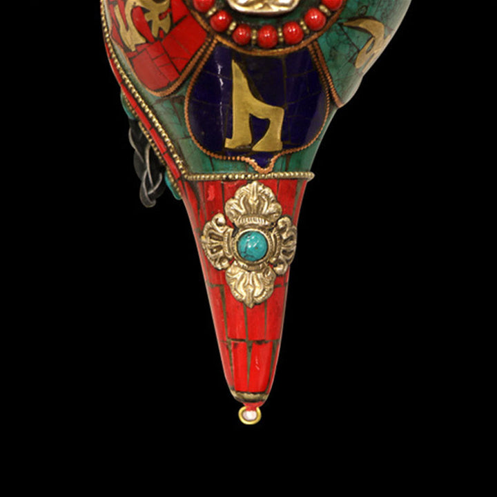 Tibetan Handmade Shankha Om Mani Padme Hum Buddha Conch Shell Lucky Decoration - image 11