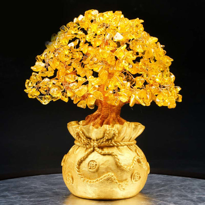 Buddha Stones Natural Citrine Money Tree Gemstone Ornament - Feng Shui for Prosperity - Large Citrine Tree - image 0