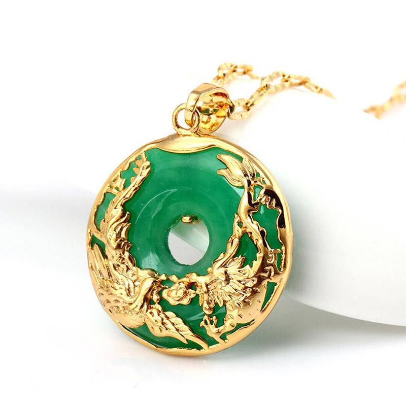 Buddha Stones Natural Jade Prosperity Necklace - image 0