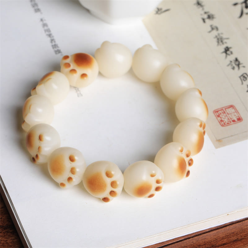 Buddha Stones Cute Cat Paw Claw Bodhi Seed Peace Bracelet - image 3