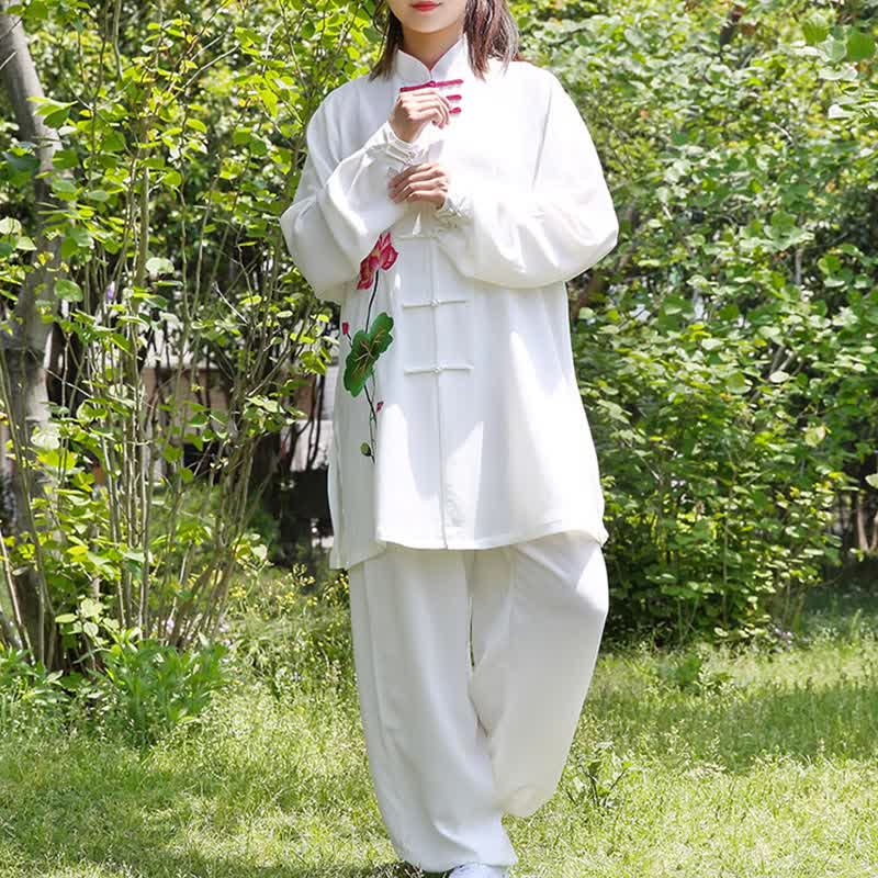Lotus Flower Leaf Pattern Tai Chi Meditation Prayer Spiritual Zen Practice Clothing Women's Set - image 7