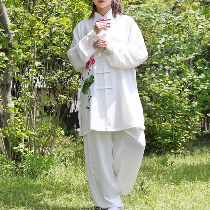 Lotus Flower Leaf Pattern Tai Chi Meditation Prayer Spiritual Zen Practice Clothing Women's Set - image 7
