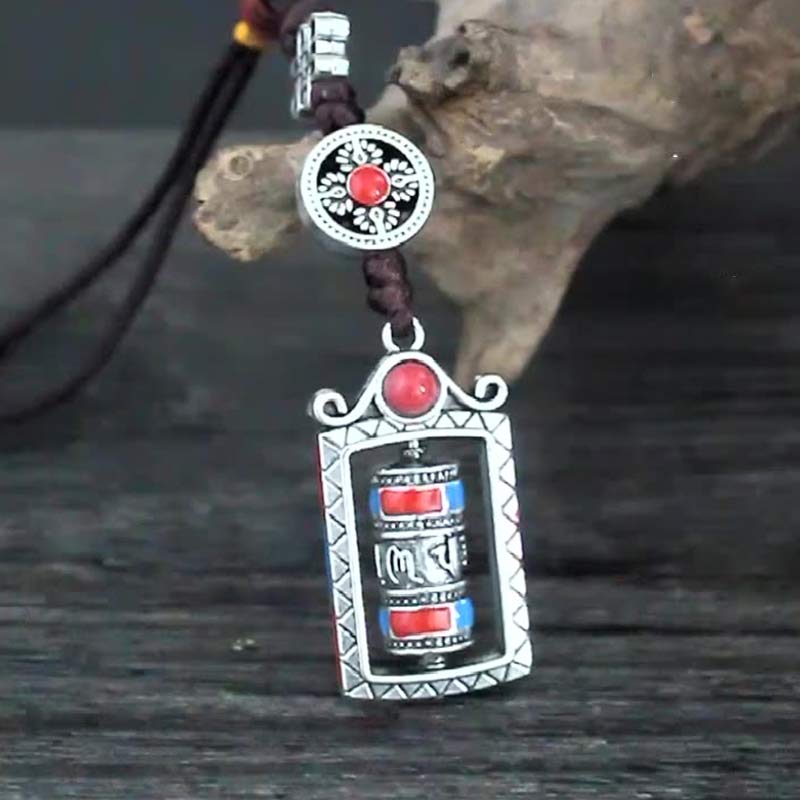 Six True Words Prayer Wheel Rotation Knot Blessing Keychain Decoration - image 5