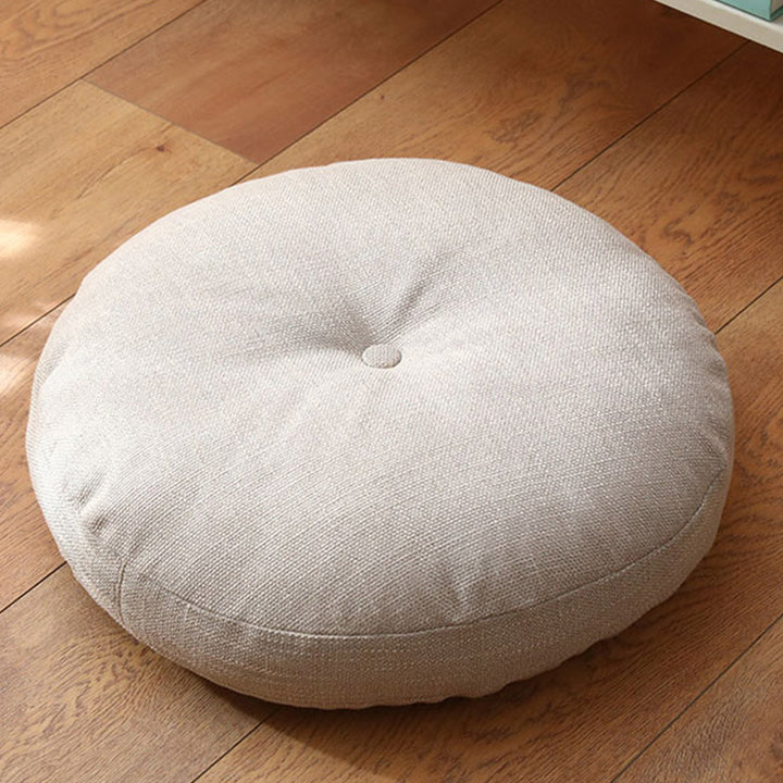 Lotus Simple Pattern Linen Meditation Seat Cushion Home Living Room Decoration - Detachable - Approx. 40cm × 10cm (slight variation possible) - Beige - image 7