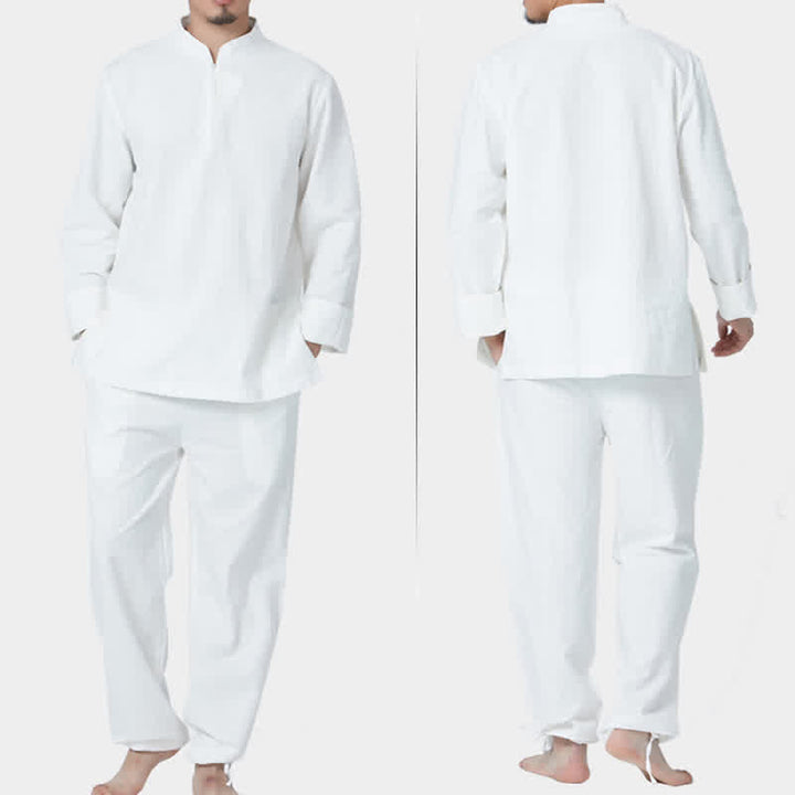 Spiritual Zen Meditation Yoga Prayer Practice Cotton Linen Clothing Men's Set