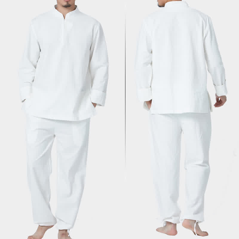 Spiritual Zen Meditation Yoga Prayer Practice Cotton Linen Clothing Men's Set - image 13