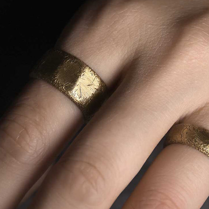 Tibetan Simple Design Copper Brass Frosted Wealth Ring - image 12