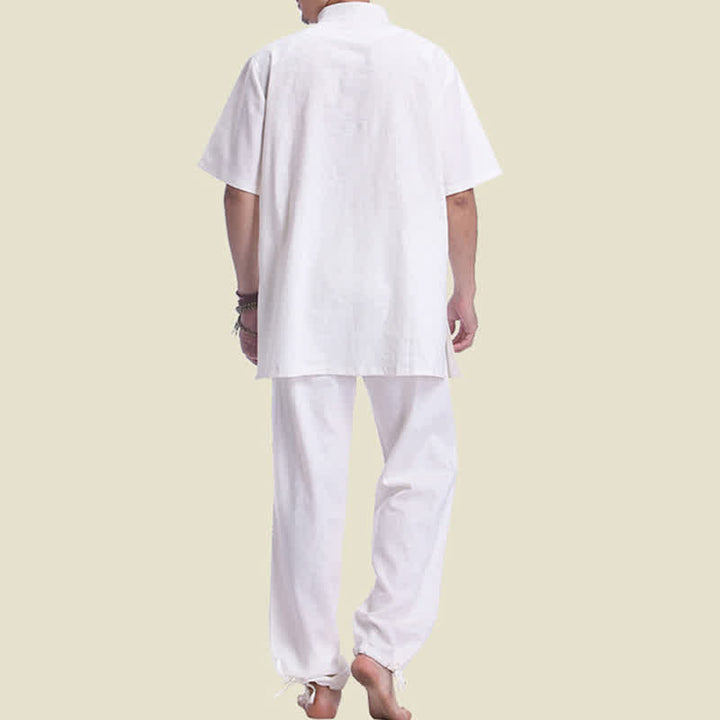 Spiritual Zen Meditation Prayer Practice Cotton Linen Clothing Men's Set