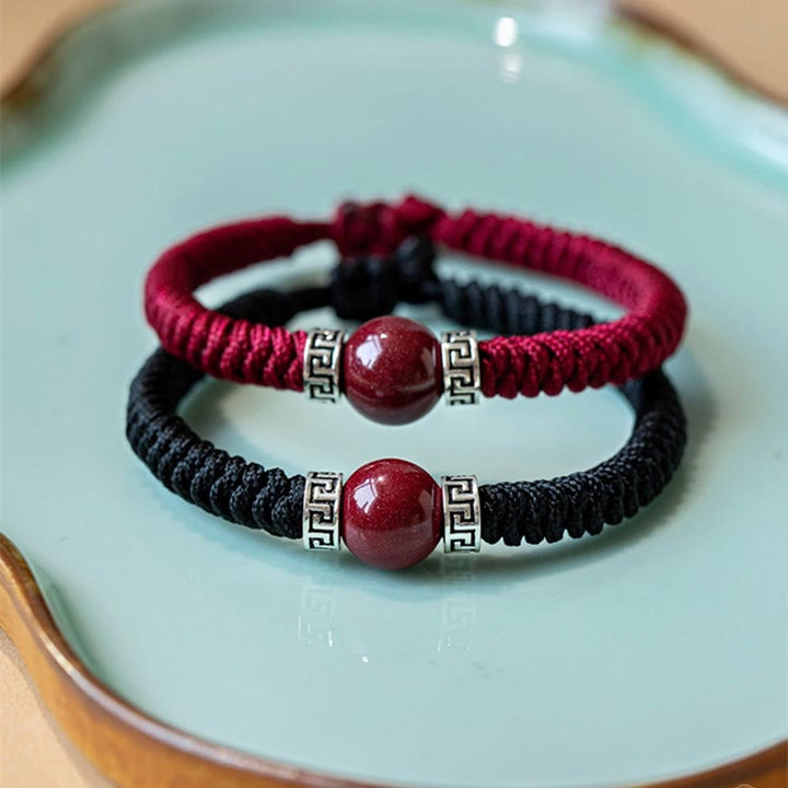 Buddha Stones 925 Sterling Silver Natural Cinnabar Bead Calm Handmade Braided String Bracelet - image 13