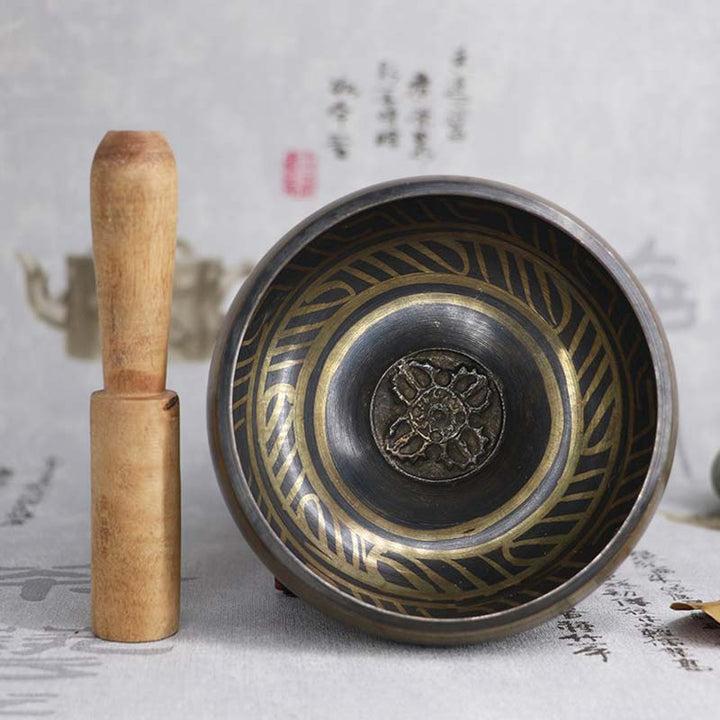 Buddha Stones Tibetan Meditation Bowl for Healing and Mindfulness Om Mani Padme Hum Singing Bowl - image 2