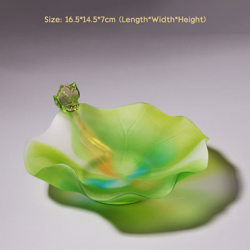 Feng Shui Lotus Handmade Liuli Crystal Art Piece Home Office Offering Decoration - Offering Plate - image 7