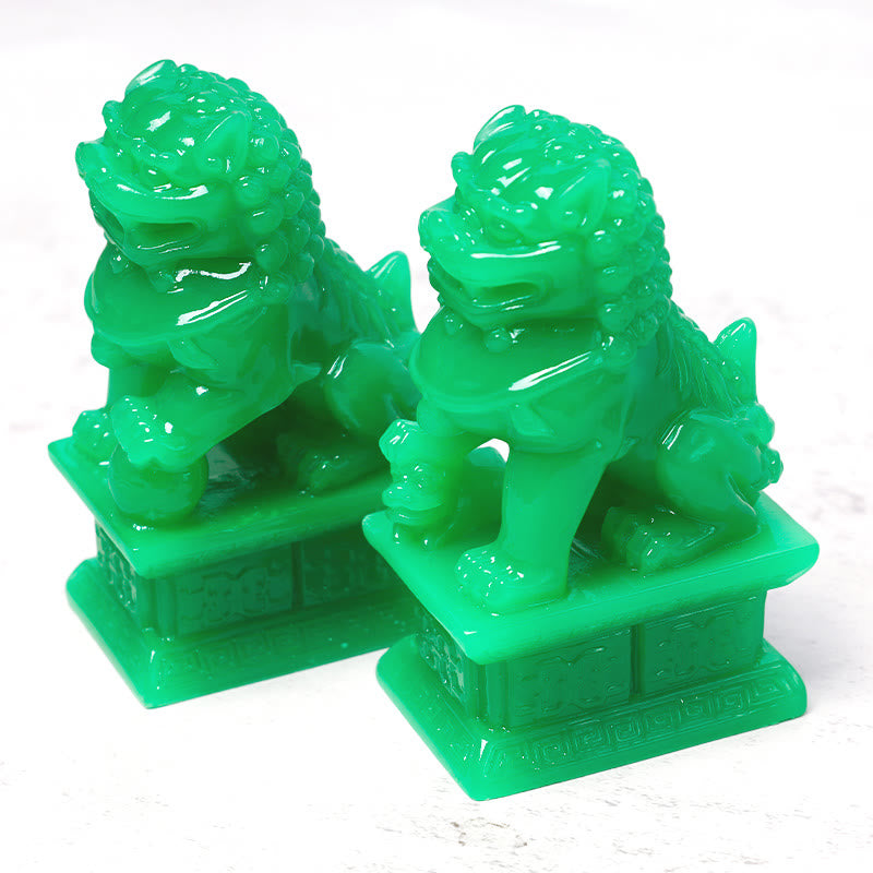 Wealth Prosperity Pair of Fu Foo Dogs Guardian Lion Statues Home Decoration - image 2